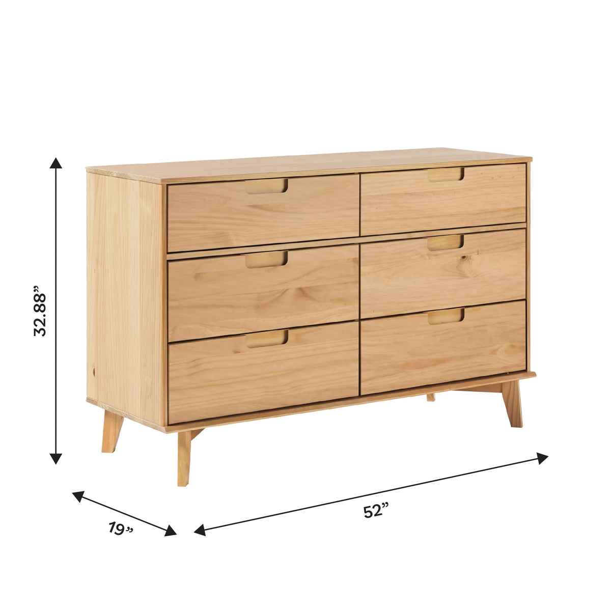 Walker Edison Sonoma 6-Drawer Solid Wood Caramel Dresser