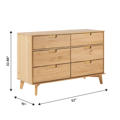 Walker Edison Sonoma 6-Drawer Solid Wood Caramel Dresser