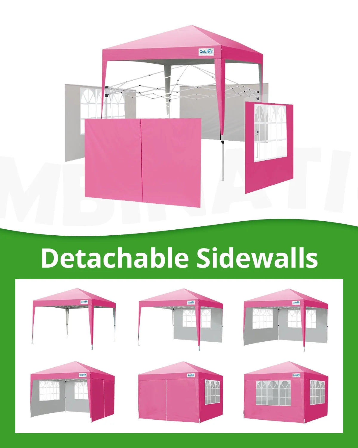 Quictent 10'x10' Pop up Canopy Tent with Sidewalls Instant Outdoor Gazebo Easy Party Tent Enclosed Waterproof, Easy Set up (Pink)