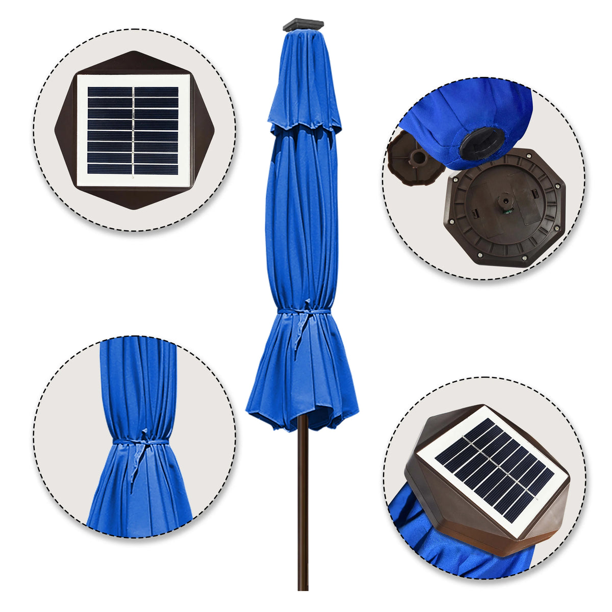 EliteShade Sunbrella Solar Umbrellas 9ft Market Umbrella with 80 LED Lights Patio Umbrellas Outdoor Table Umbrella with Ventilation and 5 Years Non-Fading Top,Ruby