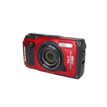 OM SYSTEM Tough TG-7 Red Underwater Camera, 44x Macro Shooting, 12MP, Float Strap, 64GB Card