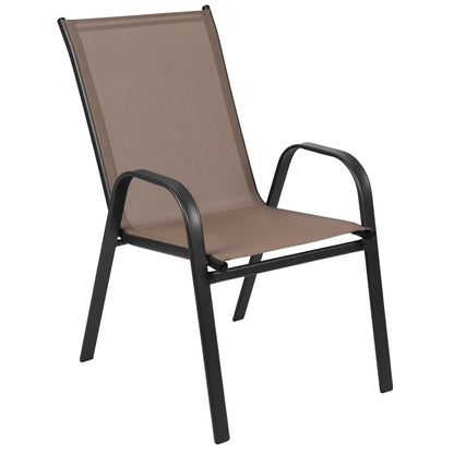 Flash Furniture Flash Furniture Brazos Series Outdoor Stackable Patio Chairs for Adults, Set of 4, Black
