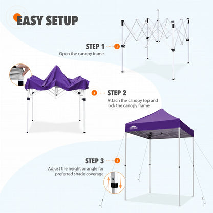 EAGLE PEAK 5x5 Pop Up Canopy Tent Instant Outdoor Canopy Easy Set-up Straight Leg Folding Shelter（Blue）