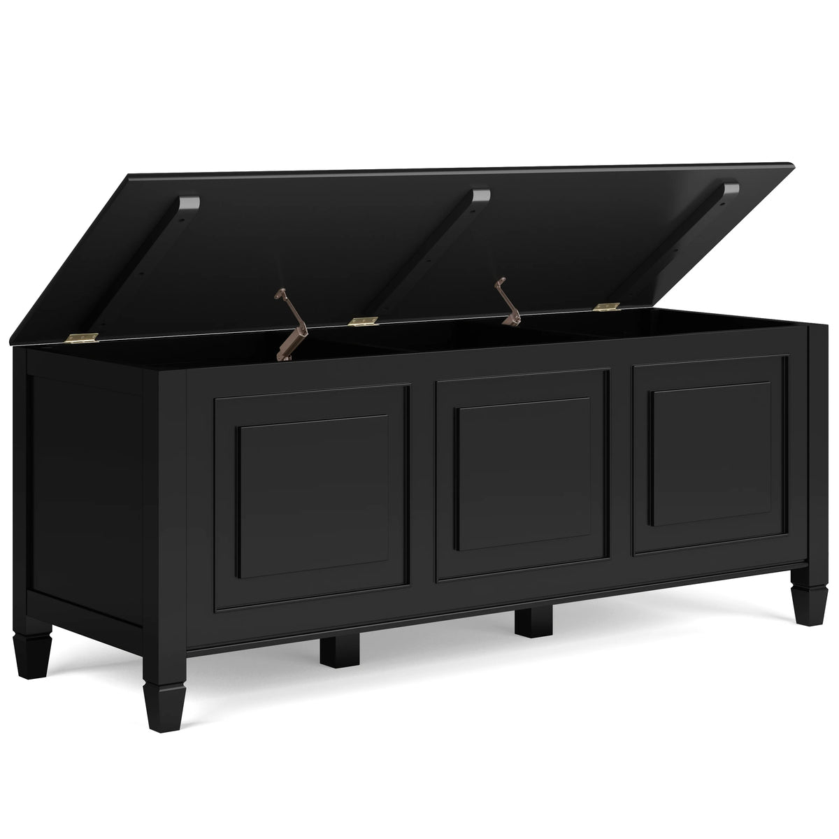 Simpli Home Connaught SOLID WOOD 51 inch Wide Traditional Storage Bench Trunk in Dark Chestnut Brown