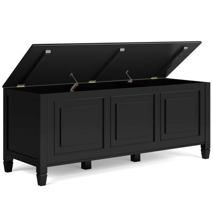 Simpli Home Connaught SOLID WOOD 51 inch Wide Traditional Storage Bench Trunk in Dark Chestnut Brown