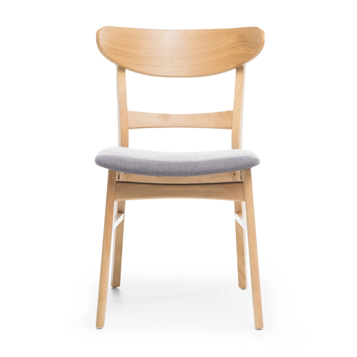 GDFSTUDIO Mid Century Modern Fabric Upholstered Rubberwood Dining Chairs, Set of 2, Dark Gray and Walnut
