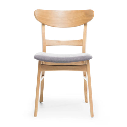GDFSTUDIO Mid Century Modern Fabric Upholstered Rubberwood Dining Chairs, Set of 2, Dark Gray and Walnut