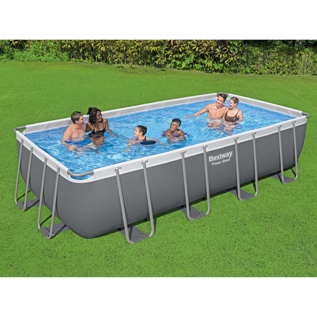 Bestway 24' x 12' x 52" Rectangular Frame Above Ground Swimming Pool Set