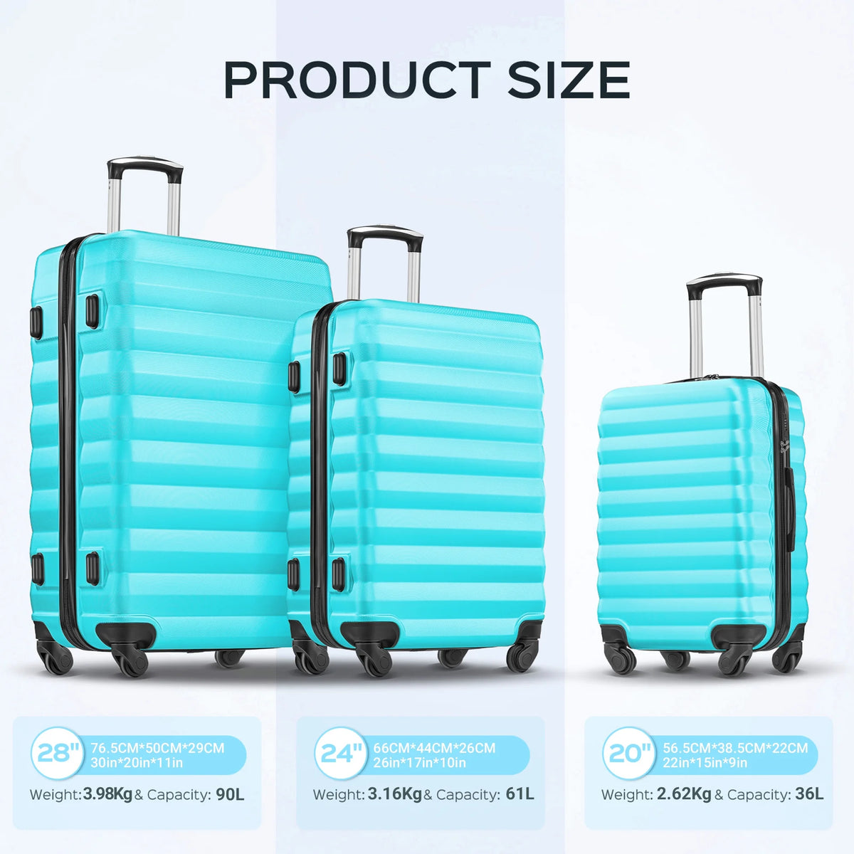 9 Piece Luggage Sets, Hard 20 24 28 inch Luggage with 6 Pieces Organize Bags Travel Suitcases Sets with Wheels, Rose
