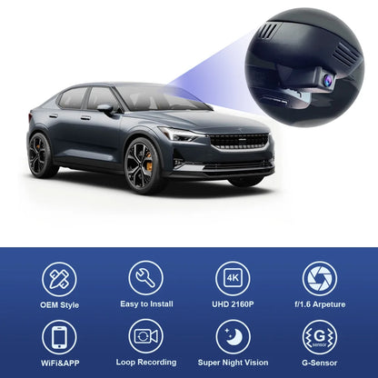 Fitcamx 4K Dash Cam Compatible with Polestar 2 2021 2022 2023 2024, Integrated OEM Style, Ultra HD 2160P Video, Built-in WiFi & APP, Plug & Play, 64GB Card