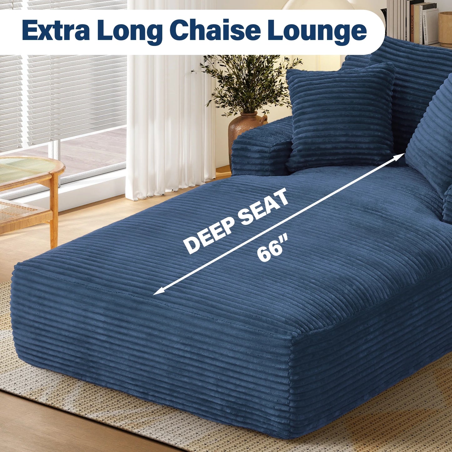 Aukfa 78.7" Extra Long Chaise Lounge Sofa, Oversized Upholstered Couch with 3 Pillows for Indoor Living Room/Bedroom,Orange