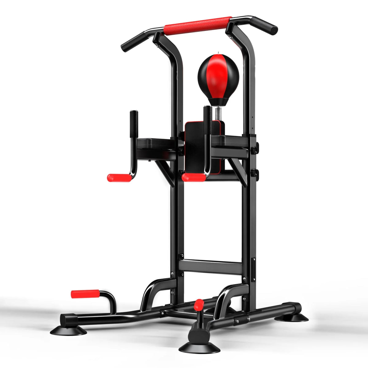 Power Tower Dip Station Pull Up Bar Gym Fitness Workout Exercise Equipment Strength Training with Speed Punching Bag Boxing Ball