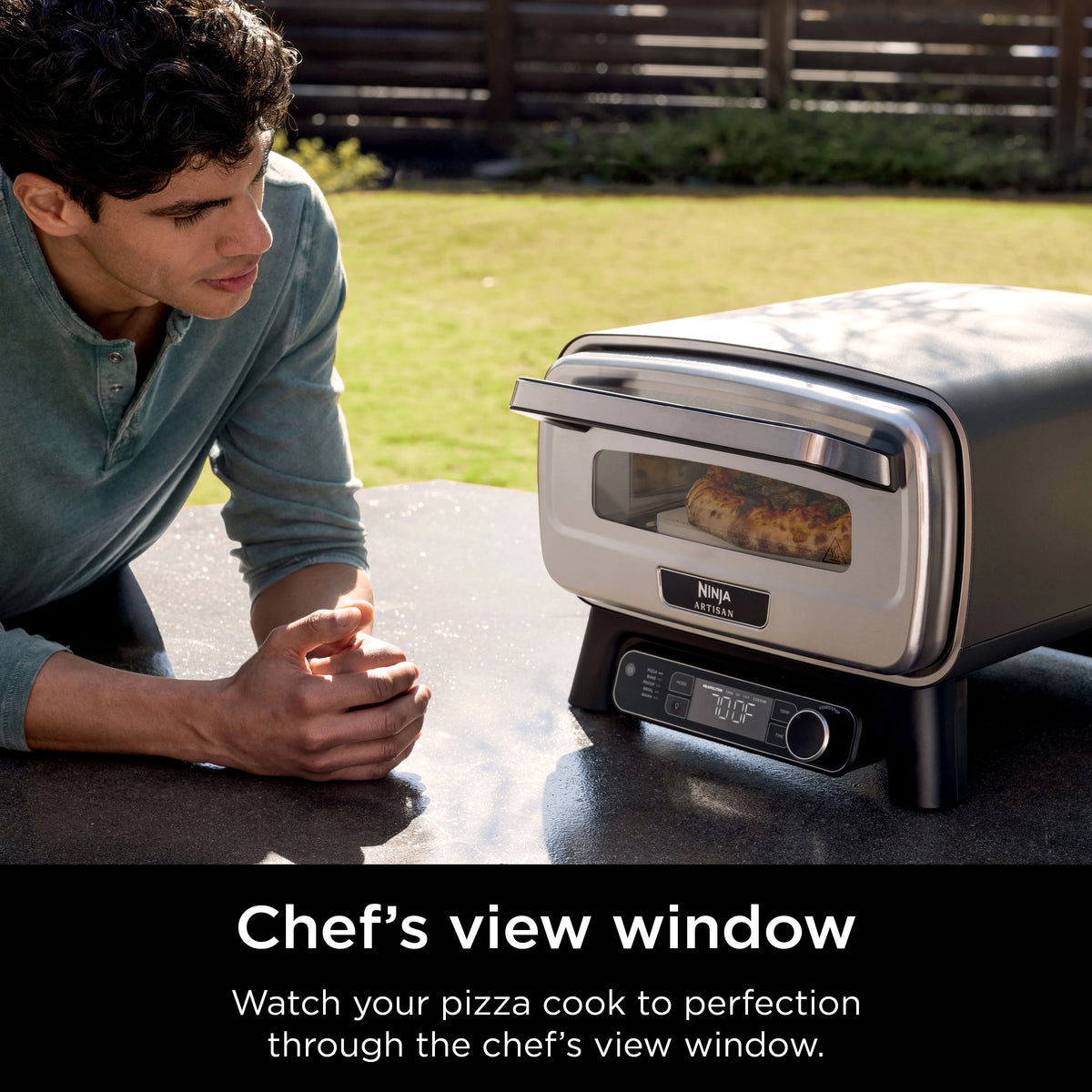 Ninja Artisan Outdoor Pizza Oven, 12-inch, 3-minute Pizza, Neapolitan, Thin Crust, New York Chicago, Custom, 700F Max Temperature, Electric Heat, Bake, Broil