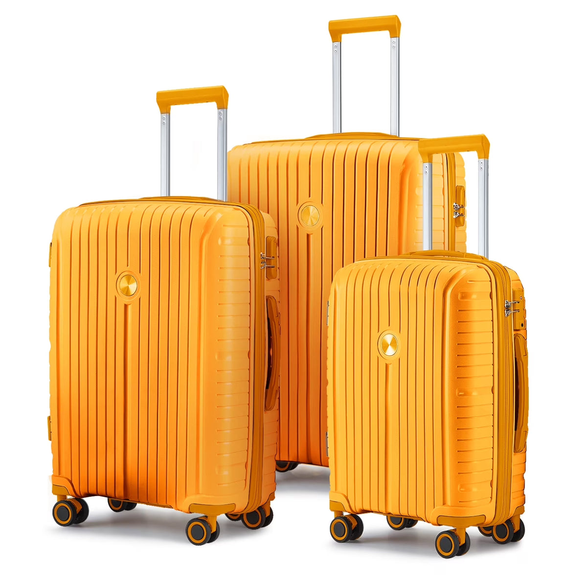Joyway 5 Piece Luggage Sets Hardshell Lightweight Suitcase with TSA Lock Spinner Wheels-Orange