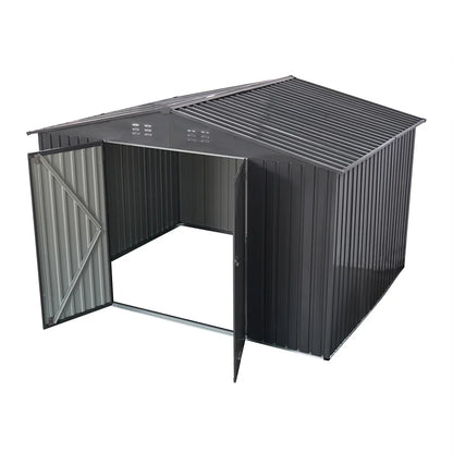 HighSound 6 x 8 FT Outdoor Storage Shed, Metal Garden Shed with with Updated Frame Structure, Tool Sheds for Backyard Garden Patio Lawn Grey