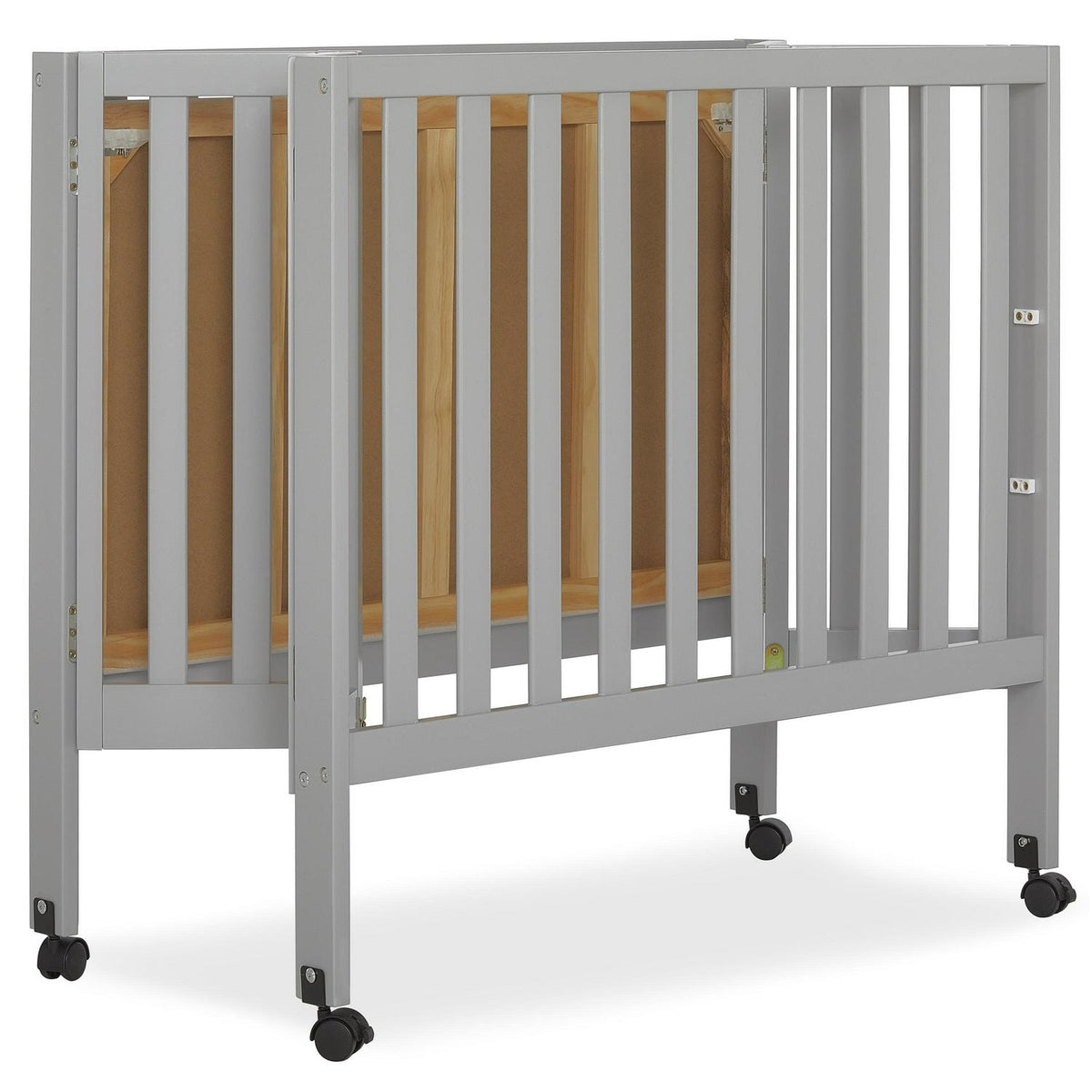 Dream On Me Jett Non-Full Size Folding Crib I Removable Wheels I Modern Nursey I Adjustable Mattress Support I Patent Folding System I Included 2.5 Mattress In Pebble Gray