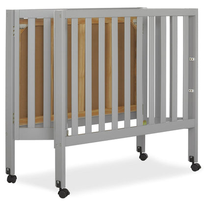 Dream On Me Jett Non-Full Size Folding Crib I Removable Wheels I Modern Nursey I Adjustable Mattress Support I Patent Folding System I Included 2.5 Mattress In Pebble Gray