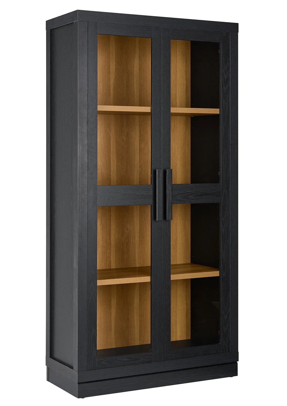 Better Homes & Gardens Ezra Glass Door Storage Accent Cabinet, Warm Walnut finish