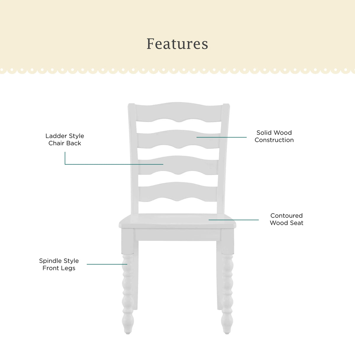 Pioneer Woman Harper Solid Wood Dining Chairs, 2 Pack, White