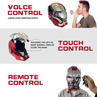 ZUITEH Iron-HeroMan Helmet, New Iron-superhero Mask with Jarvis Voice & Remote&Touch Controlled Open/Close, Collectible Real-life,Superhero Mask for Halloween Costume Christmas Birthday Cosplay Party
