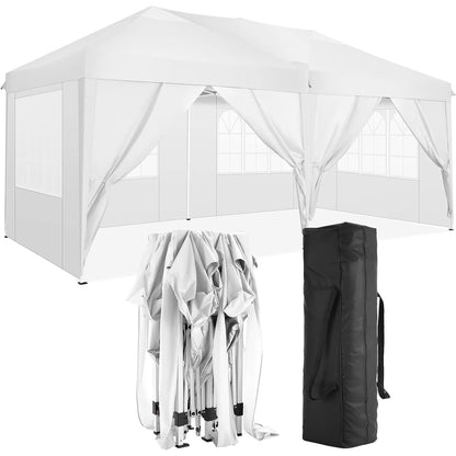 10'x20' Pop Up Canopy Tent with 6 Removable Sidewalls & Portable Rolling Bag �?Waterproof UPF 50+ Shade for Parties, Beach, Weddings & Camping