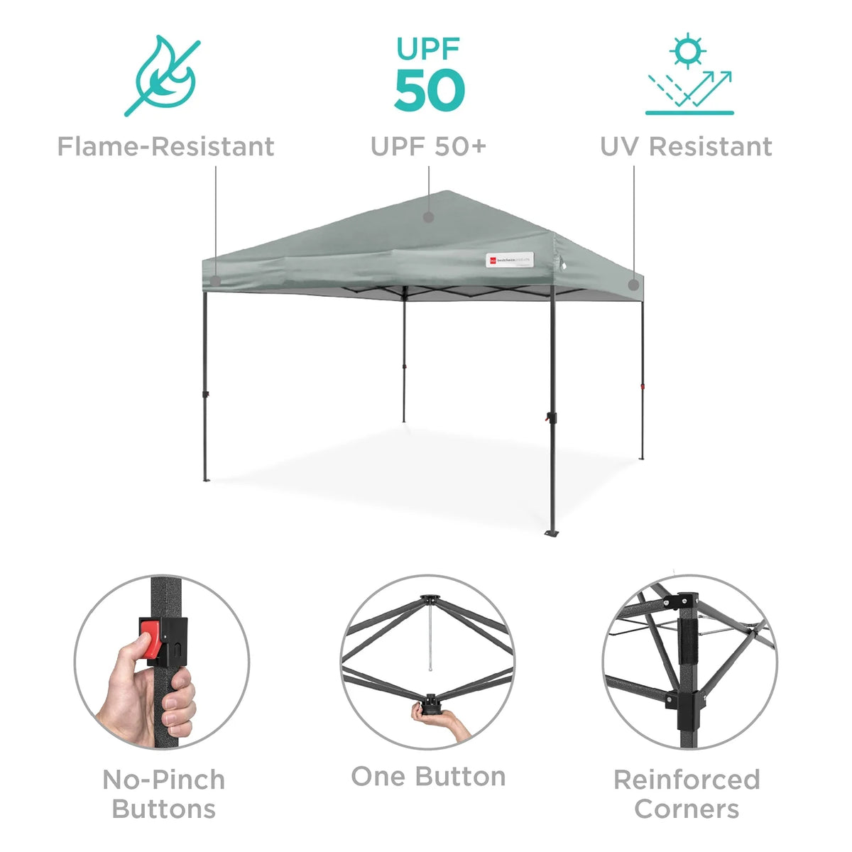 Best Choice Products 12x12ft Easy Setup Pop Up Canopy w/ 1-Button Setup, Wheeled Case, 4 Weight Bags - Navy Blue
