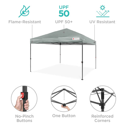 Best Choice Products 12x12ft Easy Setup Pop Up Canopy w/ 1-Button Setup, Wheeled Case, 4 Weight Bags - Navy Blue