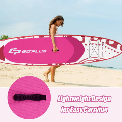 Goplus 10.5�?Inflatable Stand Up Paddle Board SUP W/Carrying Bag Aluminum Paddle Pink