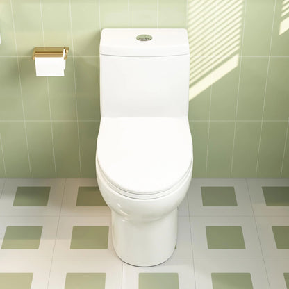 DeerValley Ally 10 in. Rough in Size 1-Piece 0.8/1.28 GPF Dual Flush Elongated Toilet in White, Seat Included