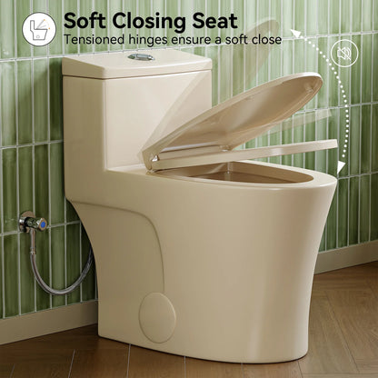 HOROW Compact One Piece Toilet with Comfort Seat ADA Height 17.3" Elongated Dual Flush 0.8/1.28 GPF