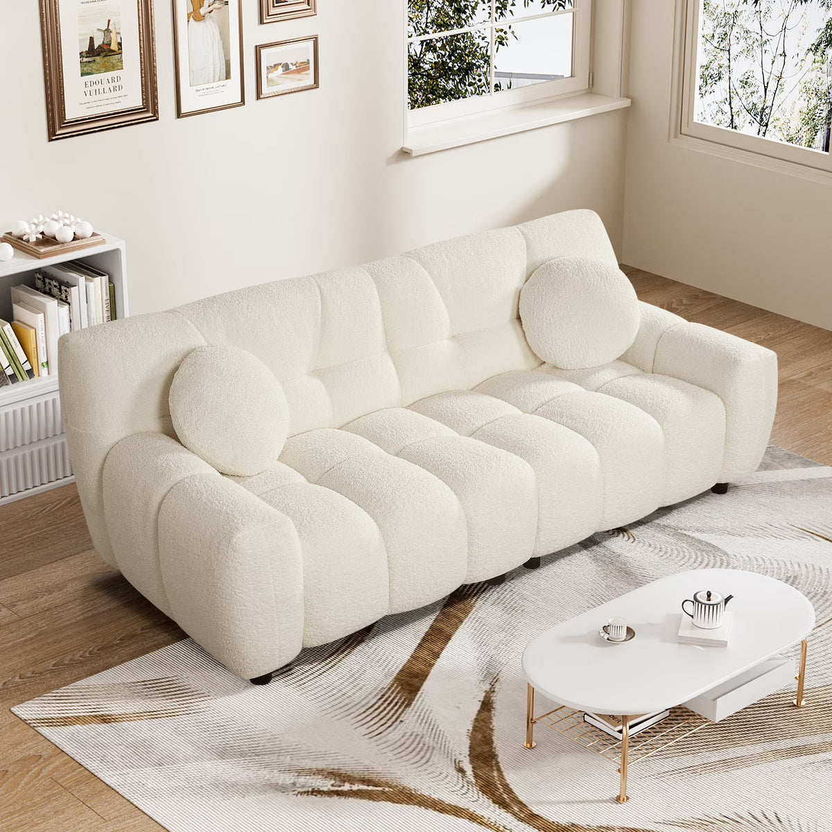 Rophefx 2-Seat Corduroy Deep Seat Cloud Sofa Couch for Living Room, Bedroom
