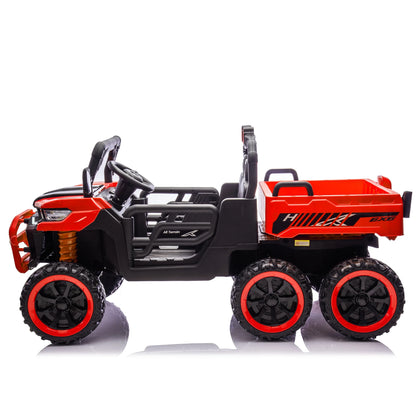 Xuanlur 24V 2 Seater Kids Ride on Car Truck, Ride on UTV W/ 2x200W Motor, 24 Volt Ride on Toys W/ Dump Bed/Shovel, Electric Car for Kids W/ Durable Tires, LED Light, Music, Remote Control, Black