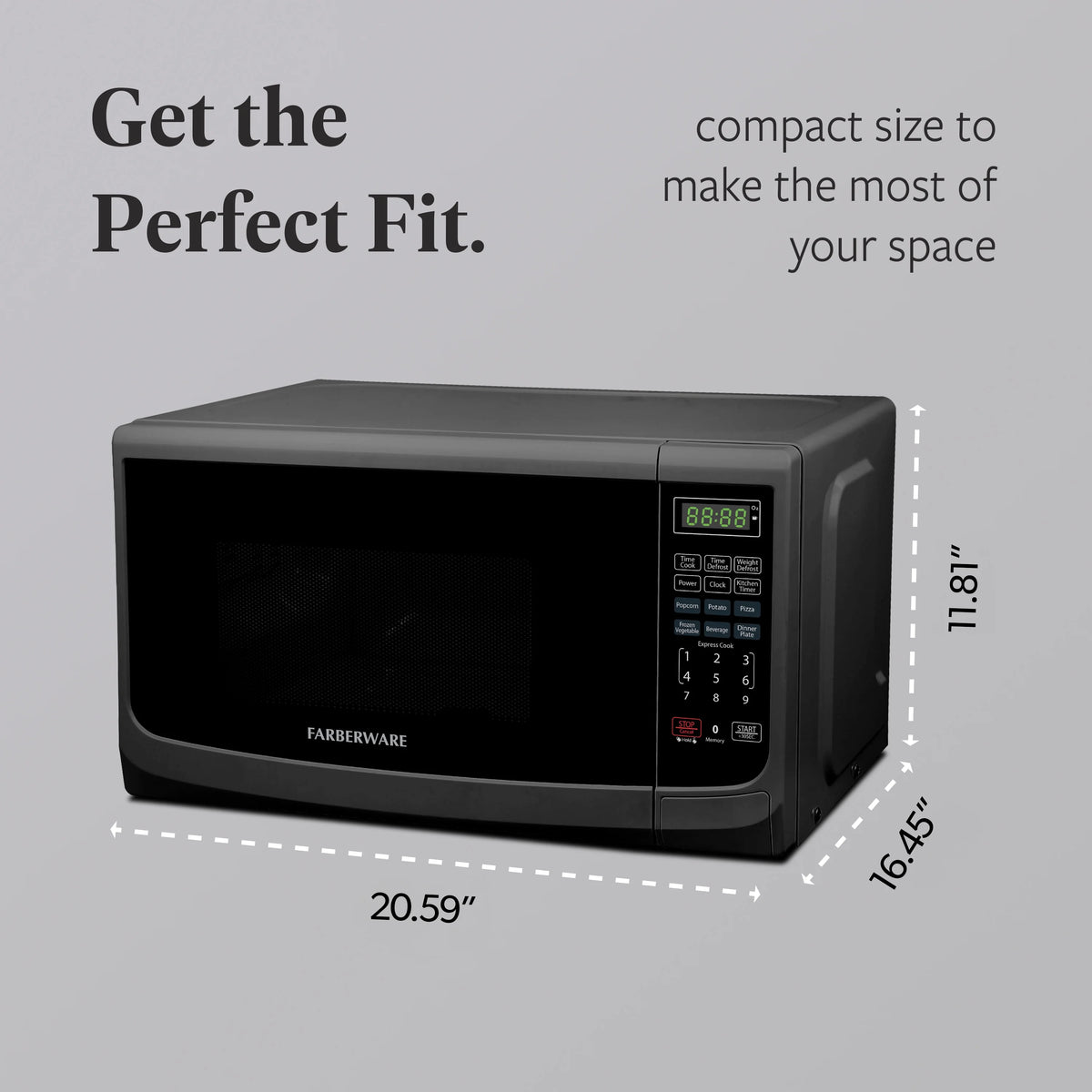 Farberware Countertop Microwave Oven with LED Lighting & Child Lock, 0.7 Cu Ft Black