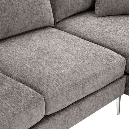 Churanty L Shaped Sofa for Small Spaces Convertible Sectional Sofa with Reversible Chaise Lounge,Grey