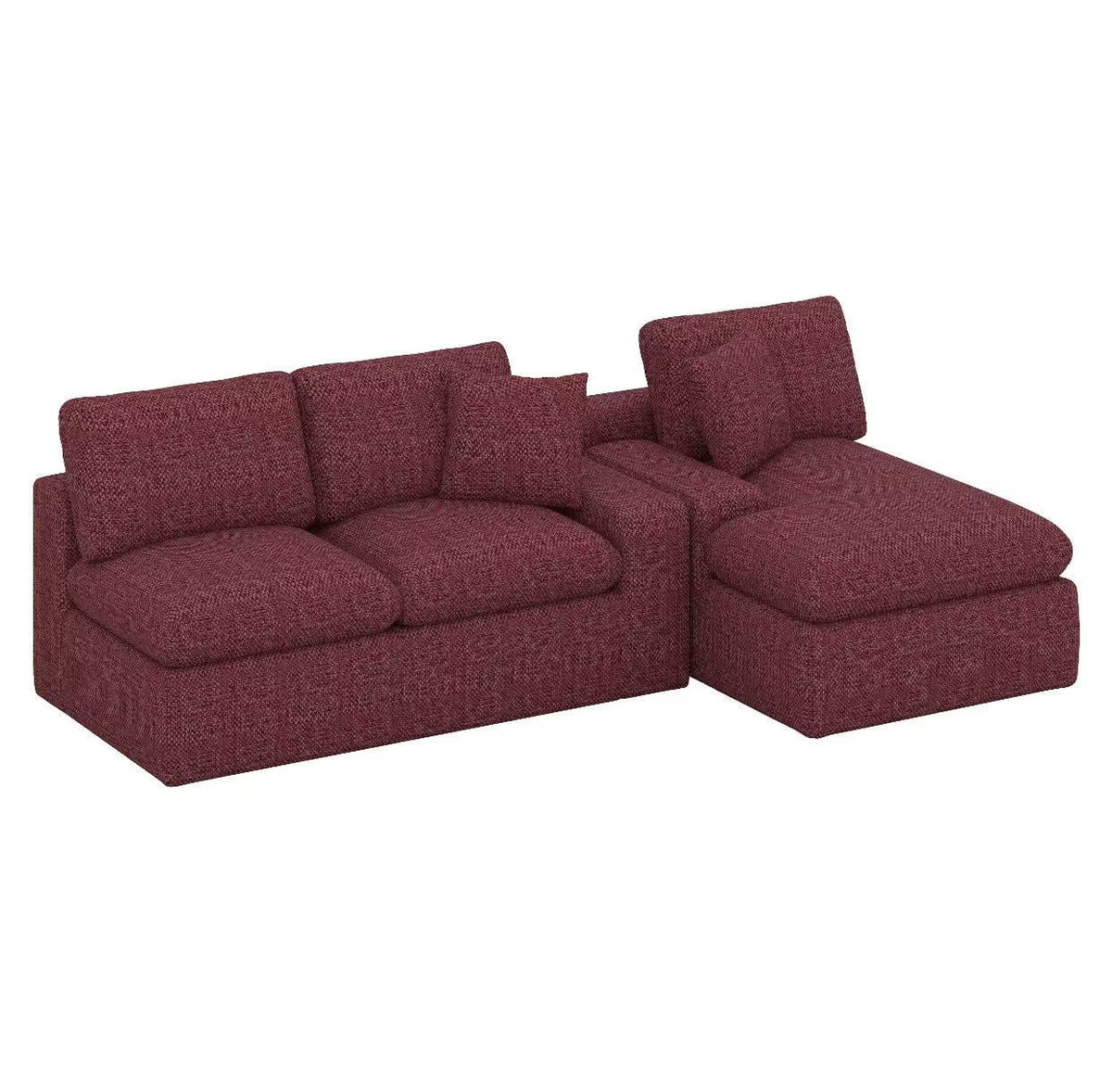 BEBPILOO Modular Chenille 107.9" Sofa with Flexible Configuration, Double - Layer Cushions, Deep Seating & Side Storage Pockets, Full-compressed Sofa for Living Room, Gray