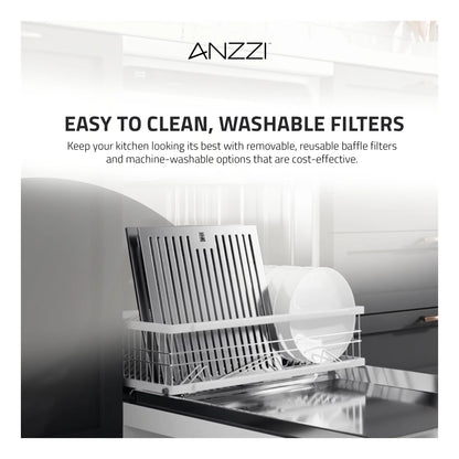 Anzzi RH-AZ0391TSS 36 in. 600 CFM 4-Speed Stainless Steel Under Cabinet Convertible Residential Range Hood with LED Lamp