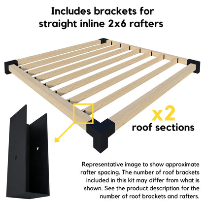 DIY Modern Deck Pergola Bracket Kit for Up to 12 x 22 Pergola Attached to Deck - Metal 6x6 Brackets for DIY Wood Pergola (Lumber Not Included)