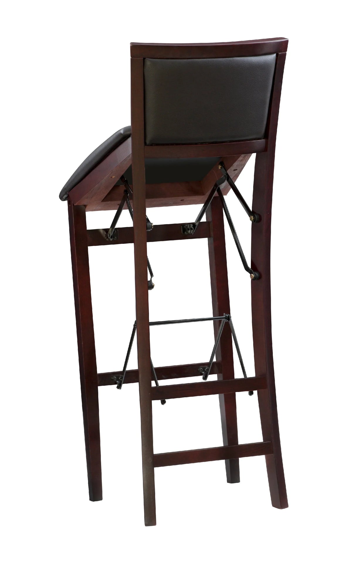 Linon Kristle Folding Padded Bar Stool, 30" Seat Height, Espresso Finish with Dark Brown PVC Fabric