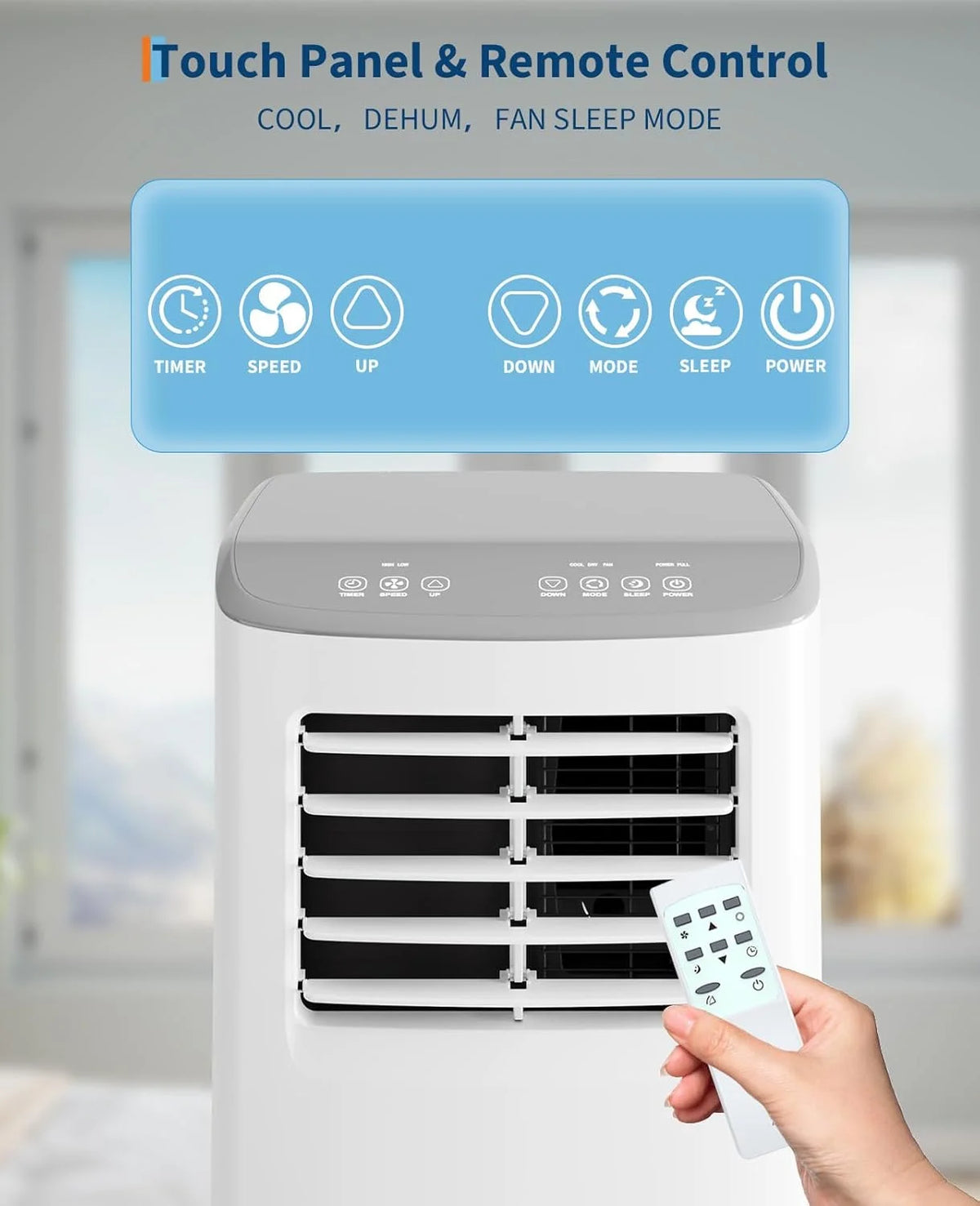 EastVita 8,000 BTUs Portable Air Conditioner, Room Air Conditioner, 3-in-1 Cooling AC Portable Air Conditioner with Fan & Dehumidifier, Standing AC, Ventless Floor AC