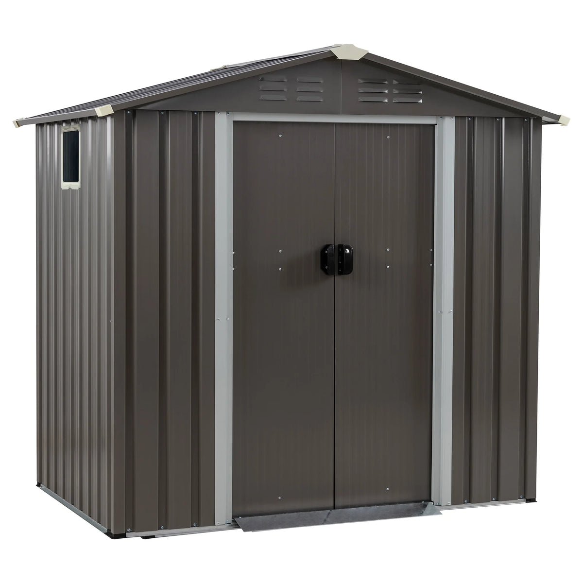Walsunny 6X4 FT Outdoor Storage Shed,Waterproof Metal Garden Sheds with Lockable Double Door Weather Resistant Steel Tool Storage House Shed Grey
