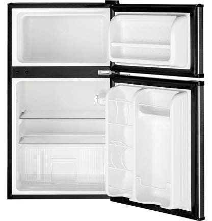 GE Appliances 3.1 Cu. Ft. Freestanding Double Door Compact Refrigerator, Steel