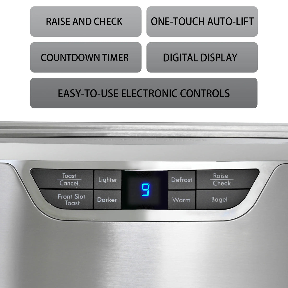 Kenmore Elite 4-Slice Toaster with Auto Lift, Long Slot, Stainless Steel, Digital Controls, Extra Wide Slots