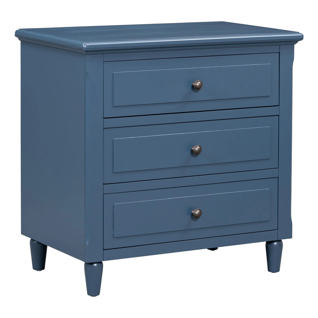 White Nightstand for Bedroom, Atumon Nightstand with 3 Drawers, Wood Bedside Table, Modern Nightstand Furniture for Bedroom, 28"L x 16.9"W x 28"H