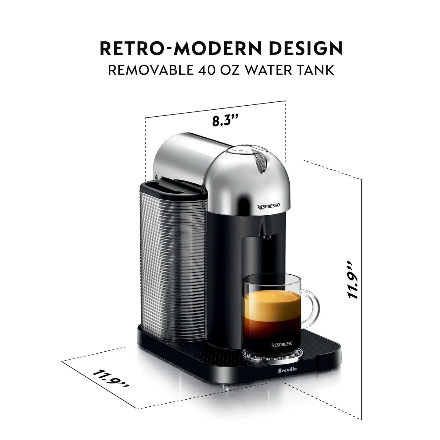 Breville Nespresso Vertuo Coffee & Espresso Single-Serve Machine in Matte Black