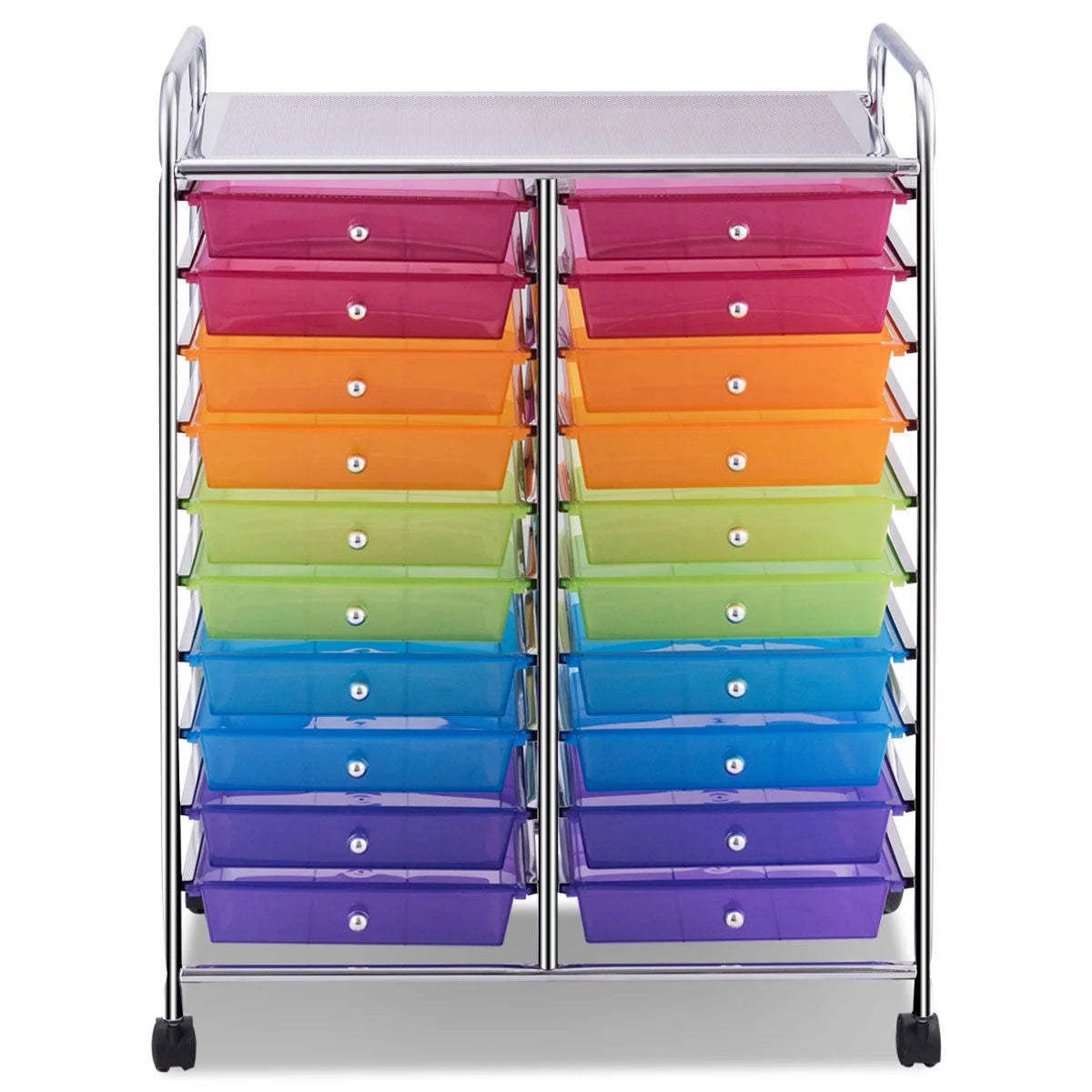 Gymax Office Rolling Cart 20 Storage Drawers Scrapbook Paper Studio Organizer Mutlicolor