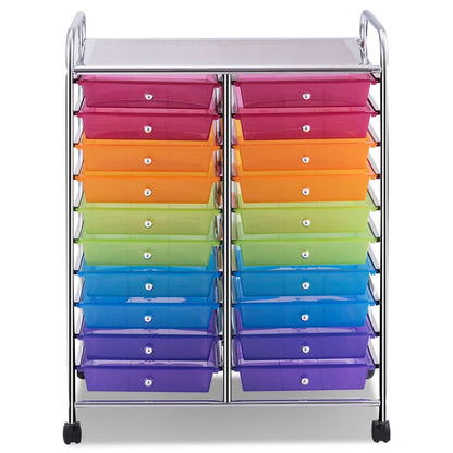 Gymax Office Rolling Cart 20 Storage Drawers Scrapbook Paper Studio Organizer Mutlicolor