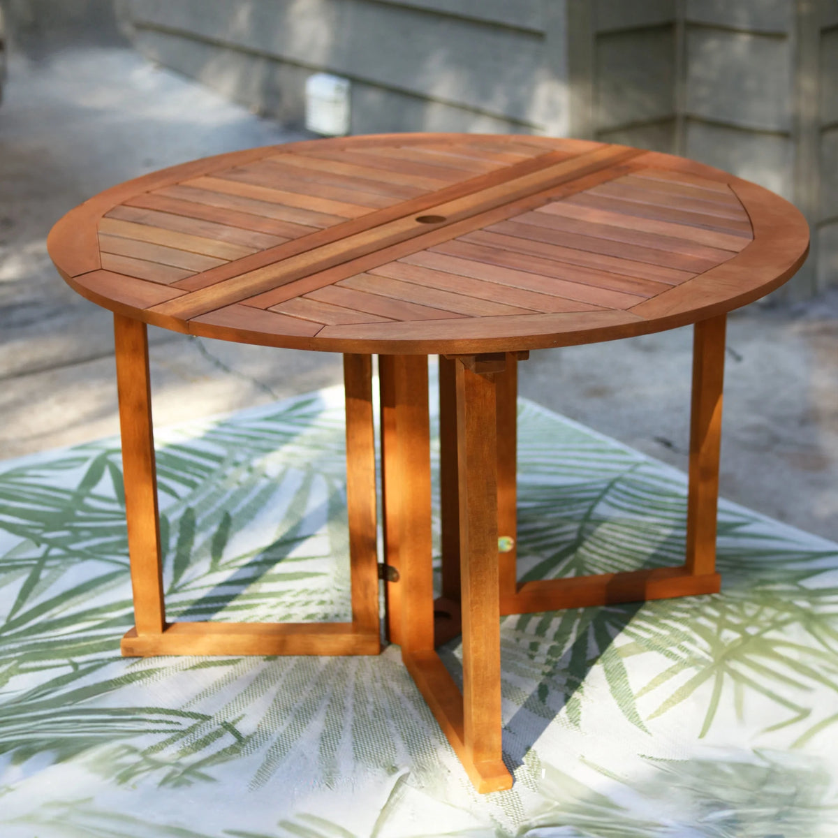 Sunnydaze 47.25" Malaysian Hardwood Gateleg Outdoor Dining Table
