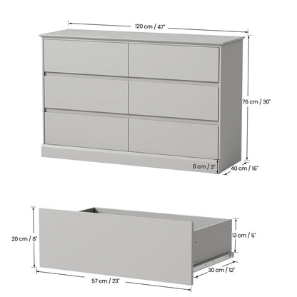 White Dressers Bedroom Dresser 6 Drawer Storage Chest of Drawers Double Dresser Storage Side Cabinet Room Furniture for Bedroom Living Room