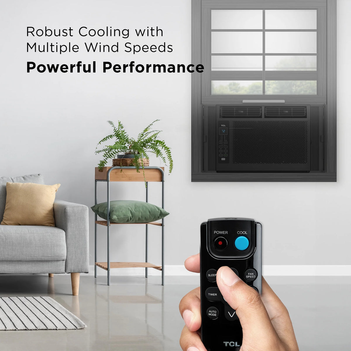 TCL 5,000 BTU Window Air Conditioner, Fan & Dehumidifier, 150 Sq. Ft., Remote Control, Easy-to-Use, Reusable Filter, Compact, Quiet, White, W5W3M