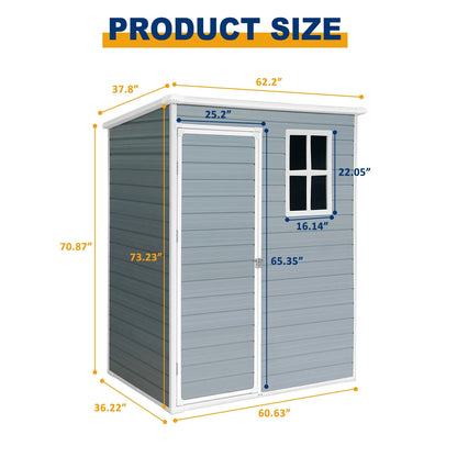 Seizeen Shed and Outdoor Storage, 41 Cu.Ft Small Outdoor Resin Shed with 3 Doors & Floor, 306GAL Deck Box Waterproof Plastic Tool Storage Shed for Cushion Lawn Mower Garbage Cans